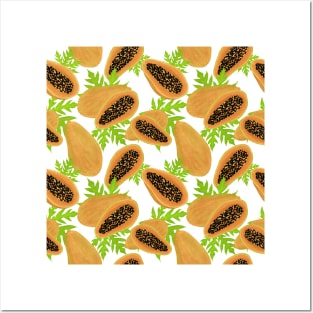 Papaya pattern Posters and Art